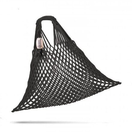 Sieťová taška - pružná bavlna - šedo čierna